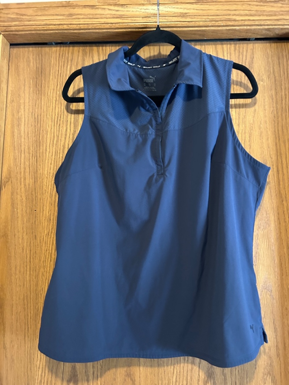 Puma Woman’s Golf Navy Sleeveless Zip Polo Tank-XL